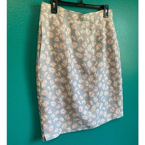 Harrison Simon Couture 100% Linen Floral Skirt Suit Set Women's 4 - Picture 5 of 10